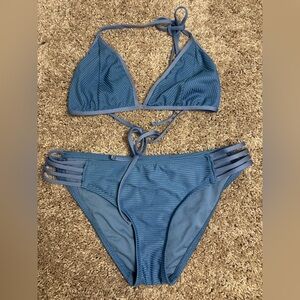 Mossino Blue Bikini Top M with adjustable straps and bottom S NWOT